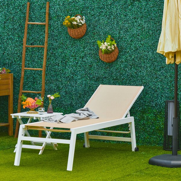 Outsunny Lettino Prendisole con Schienale Reclinabile, in Alluminio e Textilene, 169x65x102 cm, Grigio e Nero