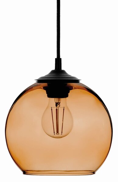 Solbika Lighting Lampada a sospensione con paralume a sfera in vetro ambra Ø 20cm