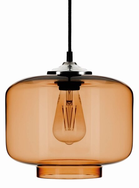 Solbika Lighting Lampada a sospensione a tubo con paralume in vetro ambra Ø 25cm