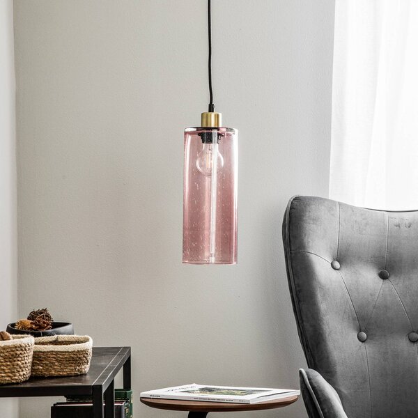 Solbika Lighting Lampada a sospensione Cilindro in vetro soda rosé Ø 12 cm
