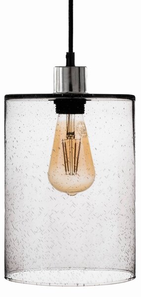 Solbika Lighting Lampada a sospensione Soda cilindro in vetro grigio fumo Ø 18 cm