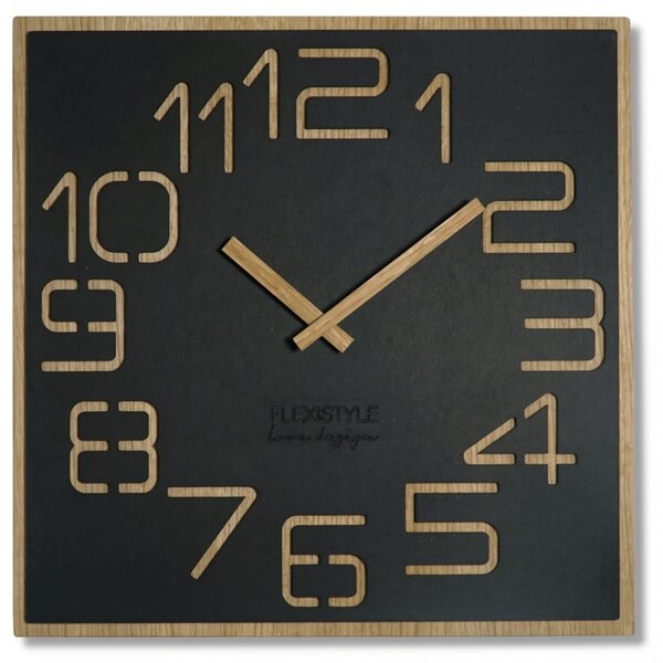 Orologio da parete di design in una combinazione di legno e colore nero 40 cm