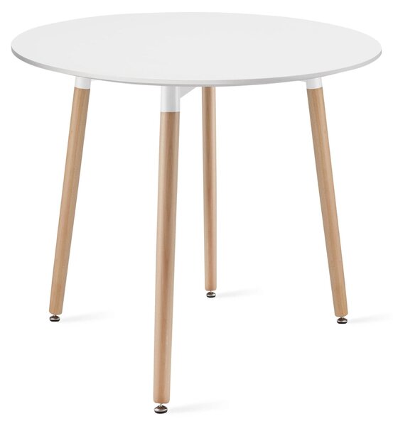 Tavolo - Leobert - Kami - Bianco/Gambe Naturali - 80 Cm