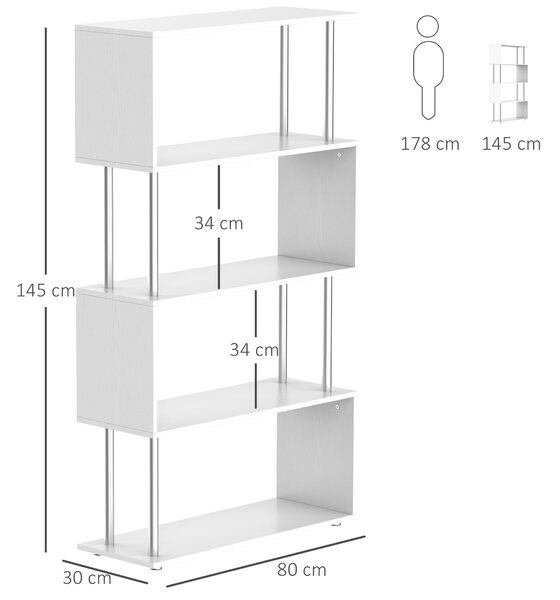 HOMCOM Libreria di Design mobili per soggiorno per soggiorno Moderna, Scaffale a Ripiani in stile moderno Bianco