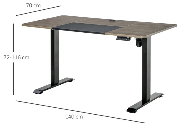 Vinsetto Scrivania Sollevabile Elettrica, 4 Altezze, Sistema Anticollisione, Design Moderno, Metallo Nero e Teak|Aosom