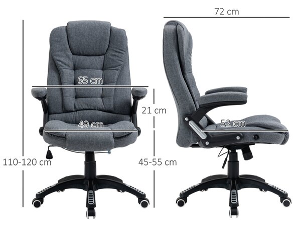 Vinsetto Sedia da Ufficio Ergonomica e Regolabile con Schienale alto e Seduta Imbottita, Poltrona Girevole con Ruote, Grigio | Aosom Italy