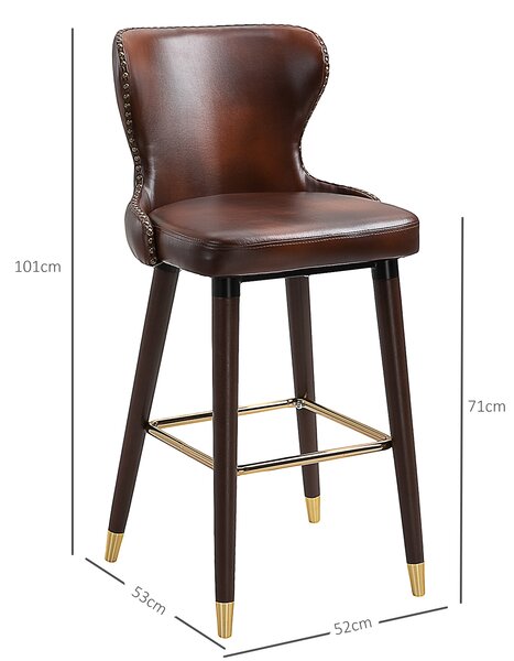 HOMCOM Sgabelli Alti da Bar con Schienale Ergonomico in Stile Industrial Set 2 Marrone e Oro Cucina, Bar, Ristorante|Aosom