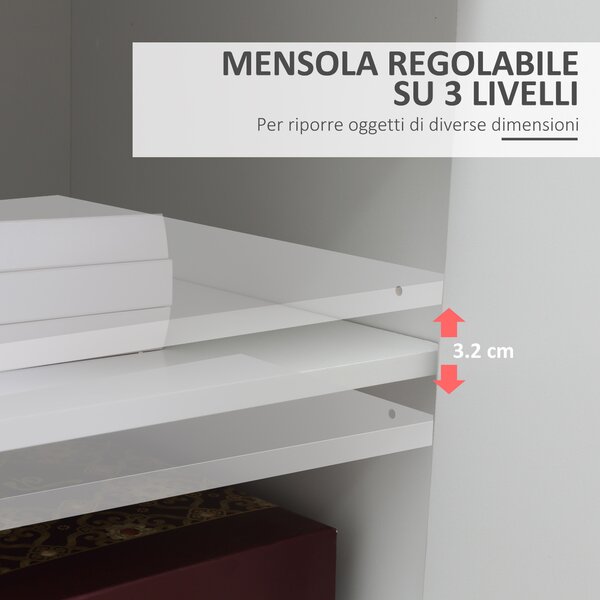 Vinsetto Mobile Porta Stampante con Cassetto e Armadietto, Mobiletto Basso Multiuso in Legno con 4 Ruote, 60x39x80cm, Bianco