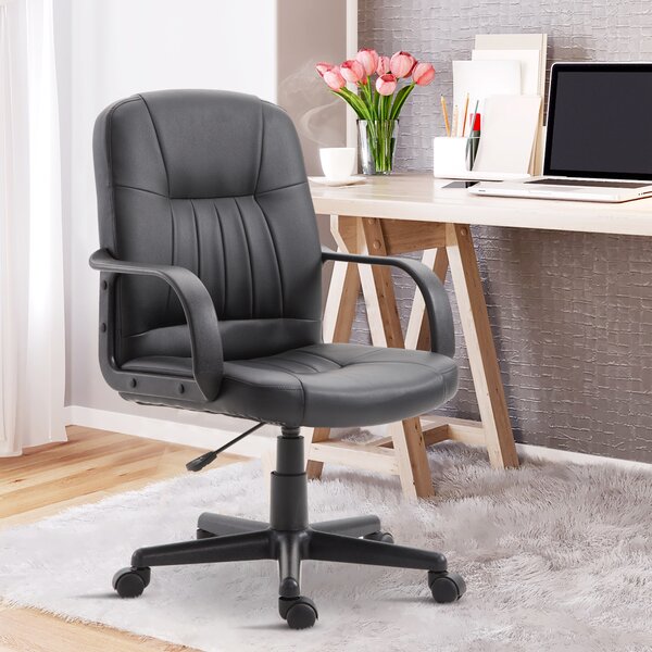 Vinsetto Sedia da Ufficio Ergonomica Poltrona Scrivania Girevole Altezza Regolabile Schienale Alto Ecopelle Nero|Aosom