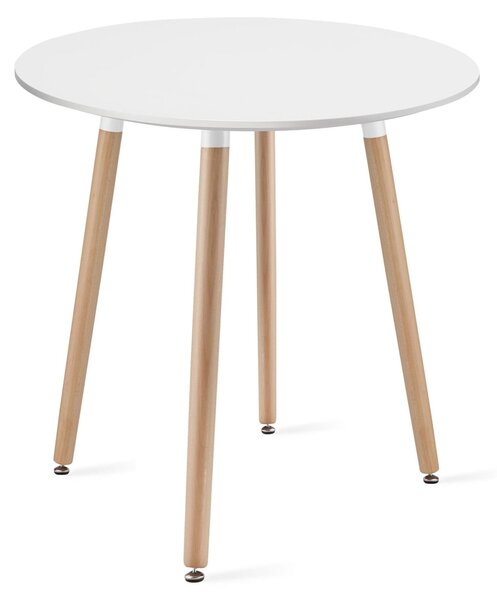 Tavolo - Leobert - Kami - Bianco/Gambe Naturali - 60 Cm