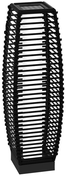 Outsunny Lampada Solare da Giardino con Pannello di Ricarica, in Acciaio e Rattan, 20x20x68 cm, Nero|Aosom