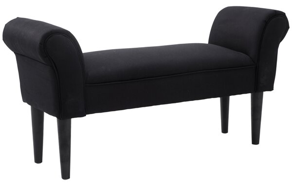 HOMCOM Panca Fondo Letto Imbottita con Braccioli Arrotolati, 102x35x51cm, Nero|Aosom