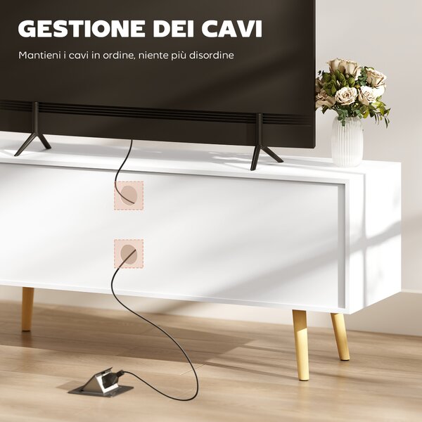 HOMCOM Mobile TV 55" max con 2 Armadietti e 2 Ripiani Aperti, in Legno e Truciolato, 120x34x50 cm, Bianco|Aosom