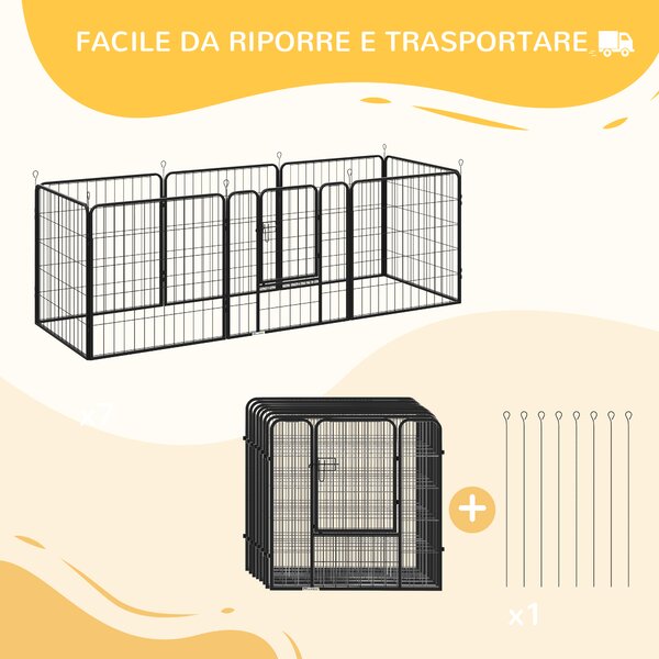 PawHut Recinto per Cani e per Cuccioli, Recinto Modulare per Cani da Interno ed Esterno in Metallo e Acciaio 8 Pannelli 79x79cm|Aosom