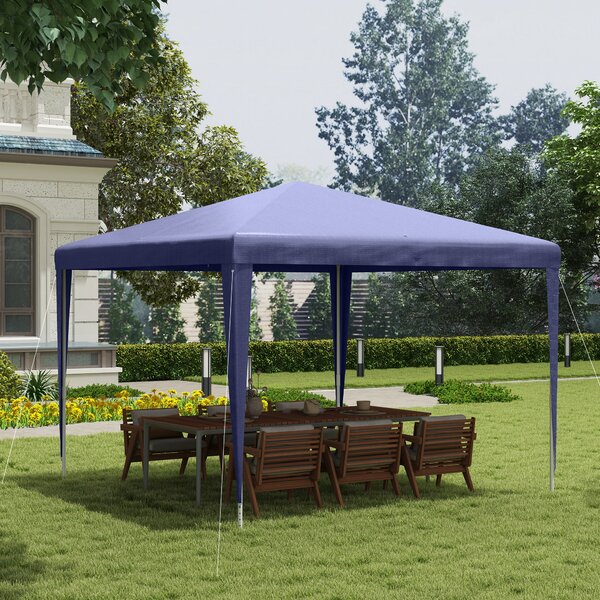 Outsunny Gazebo da Giardino 3x3 m Pieghevole e Portatile con Copertura Anti UV, Blu