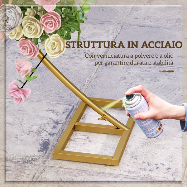 Outsunny Arco da Giardino in Acciaio, Archetto Nuziale per Palloncini e Piante Rampicanti per Cerimonie, Compleanni ed Eventi, Oro | Aosom Italy