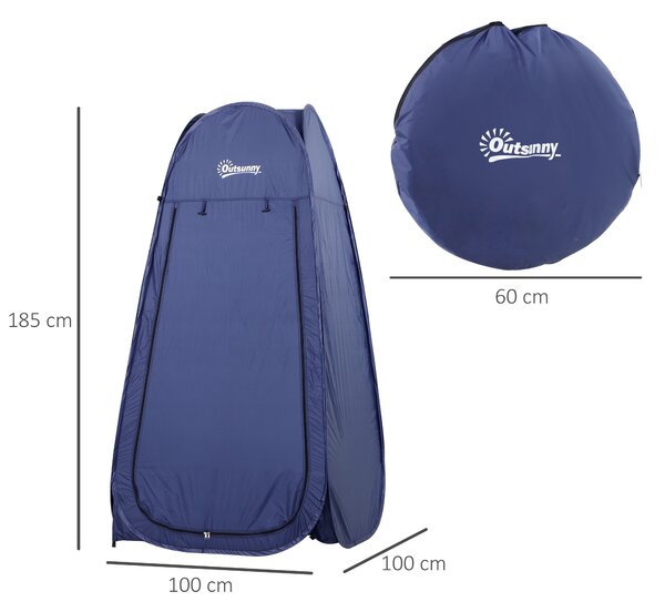 Outsunny Tenda da Doccia Pop Up Impermeabile in Poliestere e Plastica, 100x100x185 cm, Blu Navy