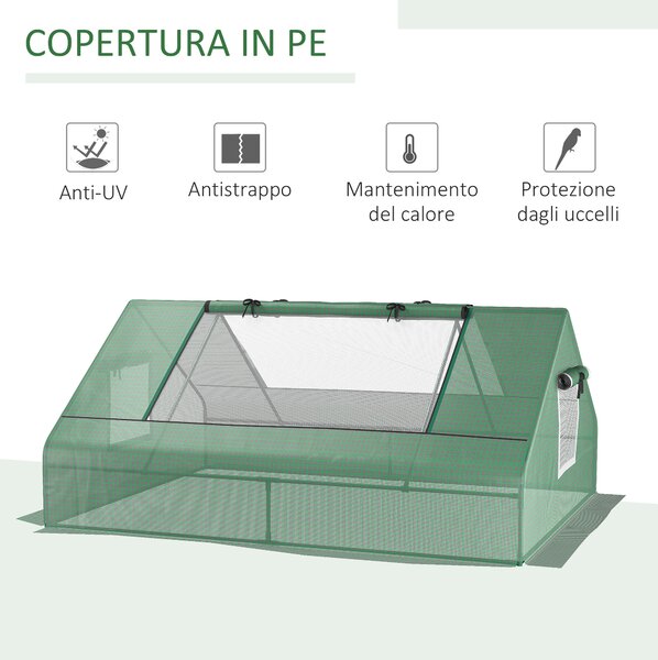 Outsunny Serra da Giardino con Porte Avvolgibili e Finestre a rete in Acciaio, con Rivestimento in PE, 180x140x80cm, Verde | Aosom Italy