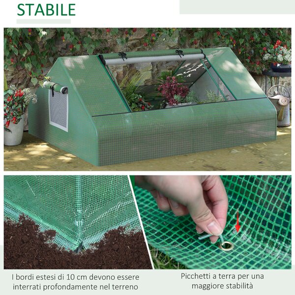 Outsunny Serra da Giardino con Porte Avvolgibili e Finestre a rete in Acciaio, con Rivestimento in PE, 180x140x80cm, Verde | Aosom Italy