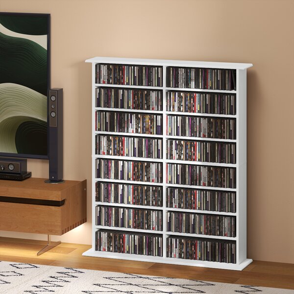 HOMCOM Mobile Libreria porta CD a 16 Ripiani dal Design Moderno in Legno, 106.5x24x126.3 cm, Bianco | Aosom Italy