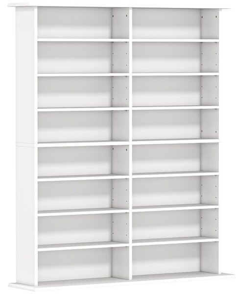 HOMCOM Mobile Libreria porta CD a 16 Ripiani dal Design Moderno in Legno, 106.5x24x126.3 cm, Bianco | Aosom Italy