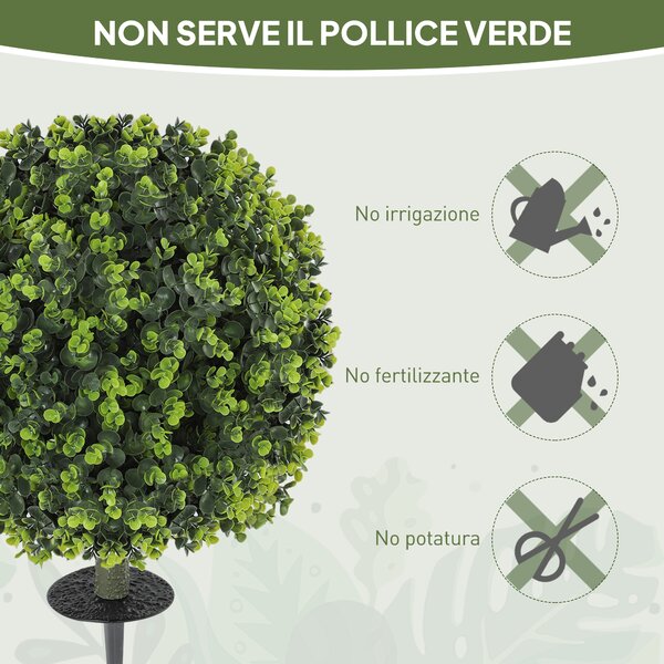 HOMCOM Set 2 Piante Artificiali di Bosso da 40 cm con Picchetto Integrato per Interno ed Esterno, Verde | Aosom Italy