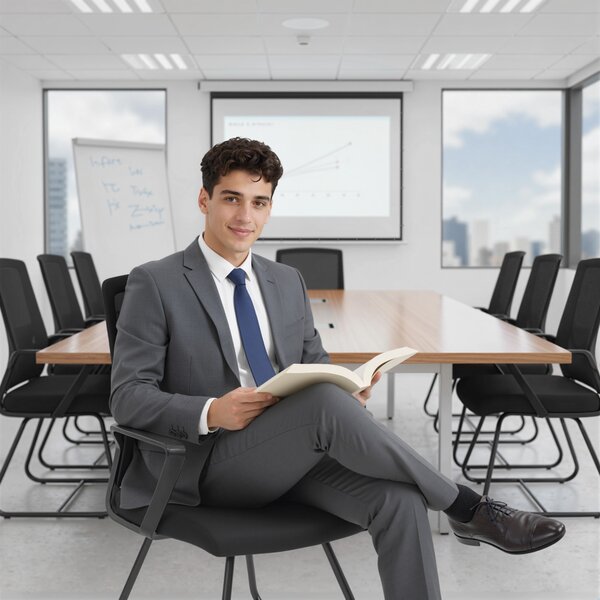 HOMCOM Sedia da Ufficio Senza Ruote Ergonomica con Braccioli per Sala d'Attesa, Nero | Aosom Italy