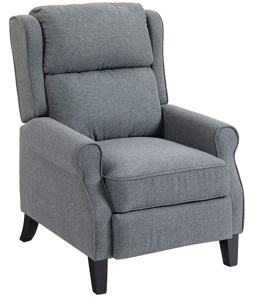 HOMCOM Poltrona salvaspazio Reclinabile con Poggiapiedi, Sedia imbottita Reclinabile in Tessuto Effetto Lino, 74x84x102 cm, Grigio | Aosom Italy