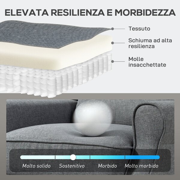 HOMCOM Poltrona salvaspazio Reclinabile con Poggiapiedi, Sedia imbottita Reclinabile in Tessuto Effetto Lino, 74x84x102 cm, Grigio | Aosom Italy