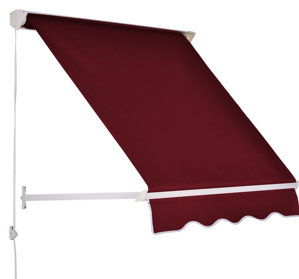 Outsunny Tenda da Sole Avvolgibile 180×70cm con Angolazione 0-120°, Tenda a Caduta da Esterno in Alluminio e Poliestere Anti UV, Rosso