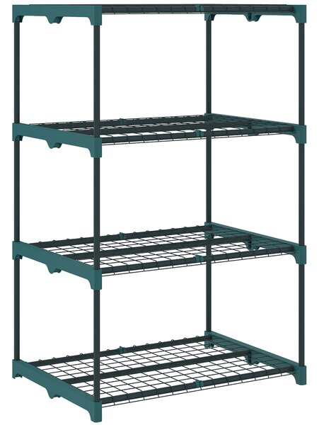 Outsunny Portapiante a 4 Livelli Aperti in Acciaio e Plastica, 67x49x105 cm, Verde Scuro | Aosom Italy