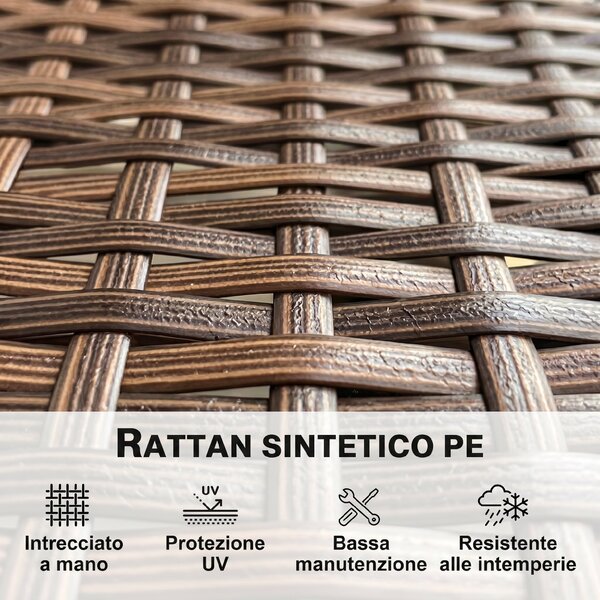 Outsunny Divano da Giardino 2 Posti con Cuscini e Tappetini Antiscivolo, in Rattan e Acciaio, 115x63x85 cm, Beige | Aosom Italy