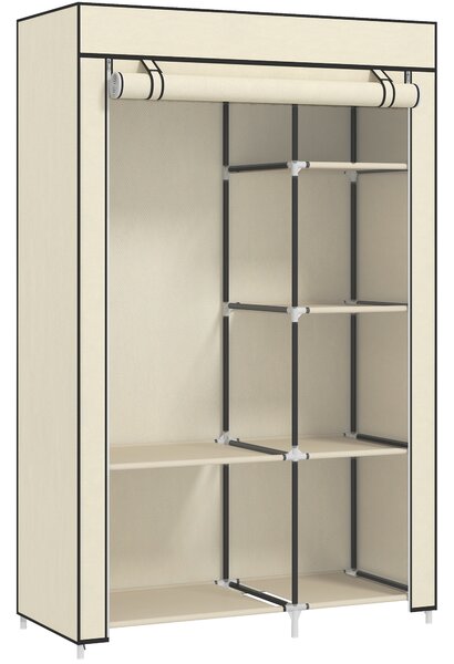 HOMCOM Armadio Guardaroba Portatile in Tessuto con 6 Ripiani Aperti e un Appendino, 103x43x162.5 cm, Crema | Aosom Italy