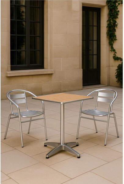 Tavolo Quadrato modello Bar in Alluminio 70x70x h75 cm peso 11,2 kg in Poliwood ed alluminio