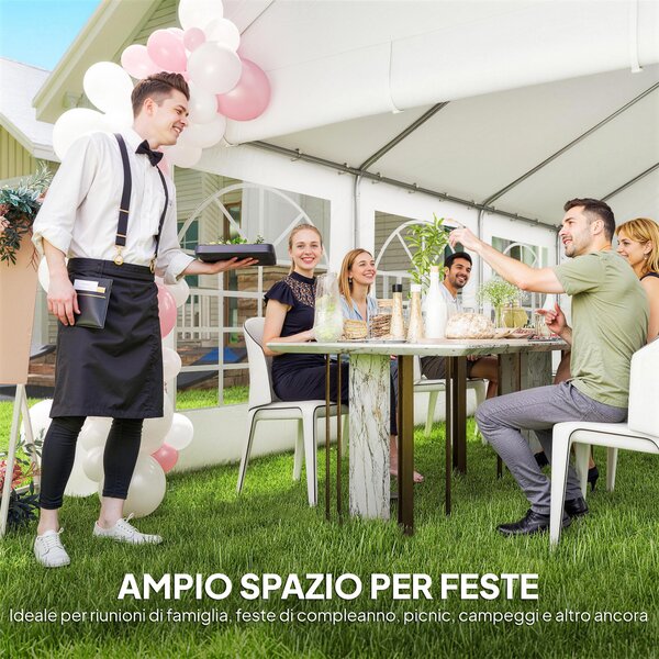 Outsunny Tendone per Feste 4x6 m con Finestre e 4 Pareti Laterali Rimovibili, in Acciaio e PE, Bianco | Aosom Italy