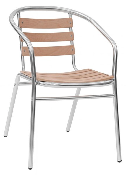 Sedia Alluminio impilabile in alluminio tipo bar confezione 1 pezzo Peso kg 2,5 in Alluminio e Poliwood