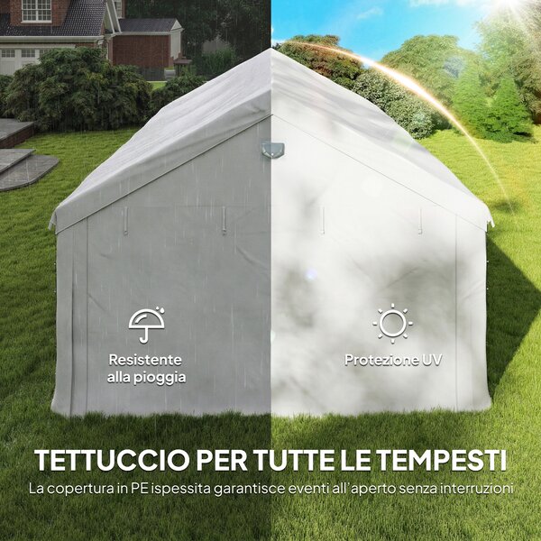 Outsunny Tendone per Feste 4x6 m con Finestre e 4 Pareti Laterali Rimovibili, in Acciaio e PE, Bianco | Aosom Italy