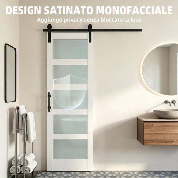HOMCOM Porta Scorrevole Rustico Interno con Binario Silenzioso, Kit Ferramenta e Maniglia, Bianco | Aosom Italy