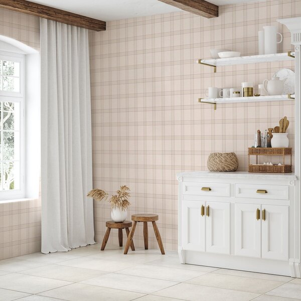 Carta da parati Quadrato beige chiaro con strisce rosa, Parati astratta classici, a01251v1 : Uwalls.it