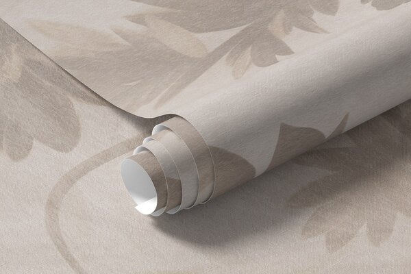 Carta da parati Foglie e rami dalla trama marcata su uno sfondo beige tenue e smorzato, Carta da parati Buffer, w10020 : Uwalls.it
