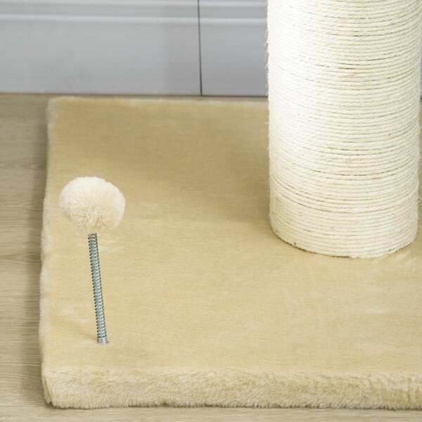 AllMyPets Albero Tiragraffi per Gatti con Lettino e Pallina in Peluche e Palo in Sisal 55x55x83cm Beige