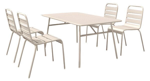 Sala da pranzo da giardino un tavolo L.160 cm e 4 sedie impilabili in Metallo Beige - MIRMANDE di MYLIA