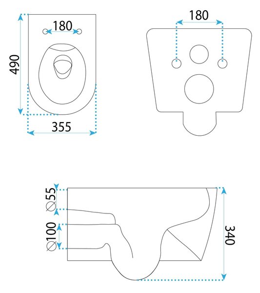 Set vaso WC sospeso REA Gustavo Rimless + lavabo da appoggio Maya