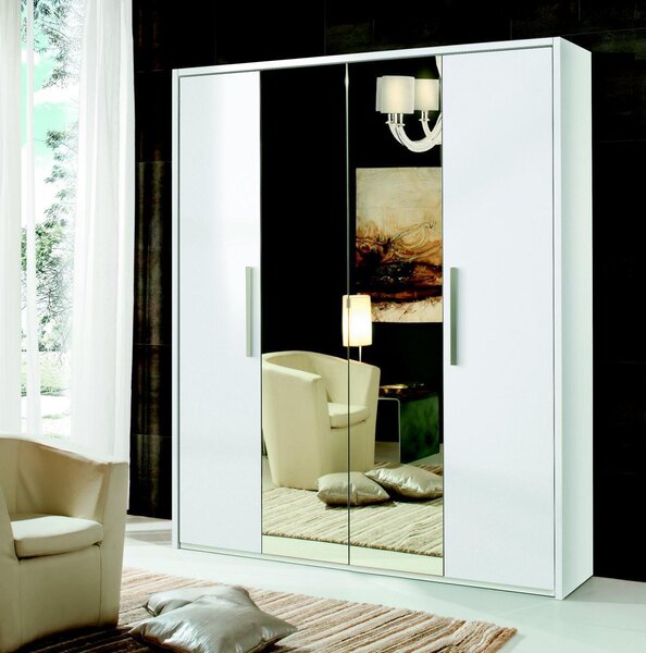 Armadio 4 ante armadio mobili di design armadi in legno specchio bianco