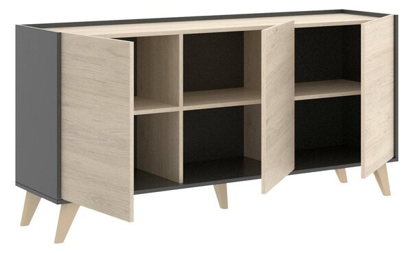 Credenza rovere e antracite 155x43x75h cm 3 ante - Afrodite