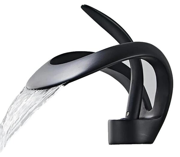 Miscelatore per lavabo, da montare a parete, struttura in acciaio inossidabile, colore nero