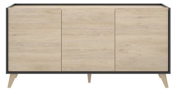 Credenza rovere e antracite 155x43x75h cm 3 ante - Afrodite