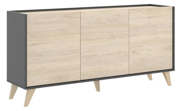 Credenza rovere e antracite 155x43x75h cm 3 ante - Afrodite