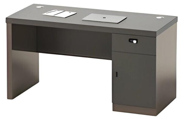 Scrivania Workstation Black Modern Look Storage Lock Canalizzazioni per cavi