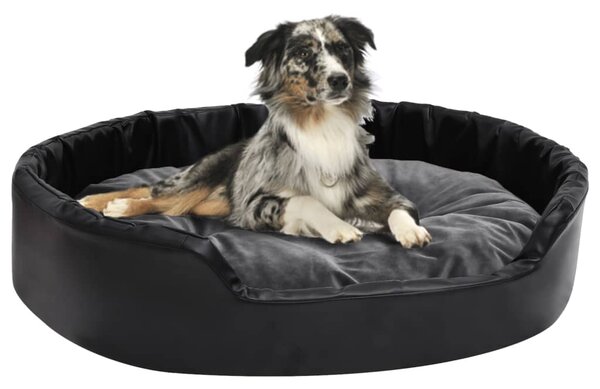 Lettino per Cani Nero e Grigio 90x79x20 cm Peluche e Similpelle